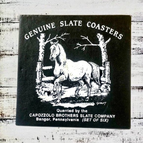 Horse Genuine Slate Coasters Capozzolo Brothers Co Pennsylvania Set of 5 New - Picture 5 of 6